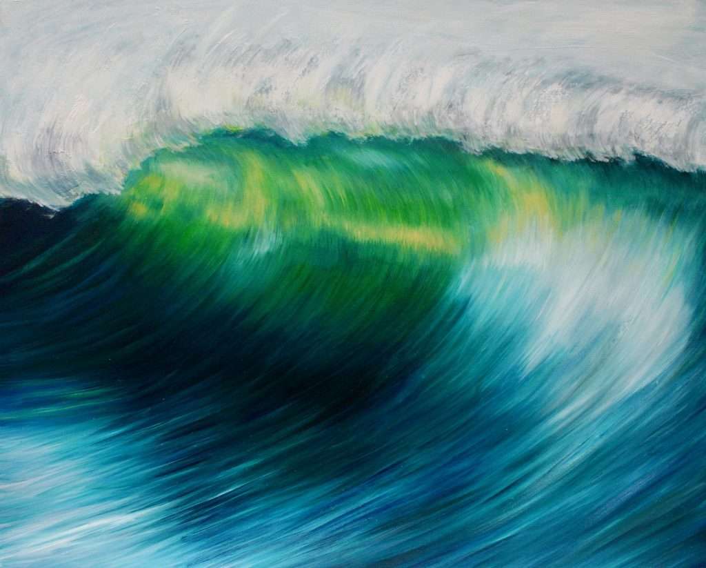 Emerald Wave seascape oil painting on canvas