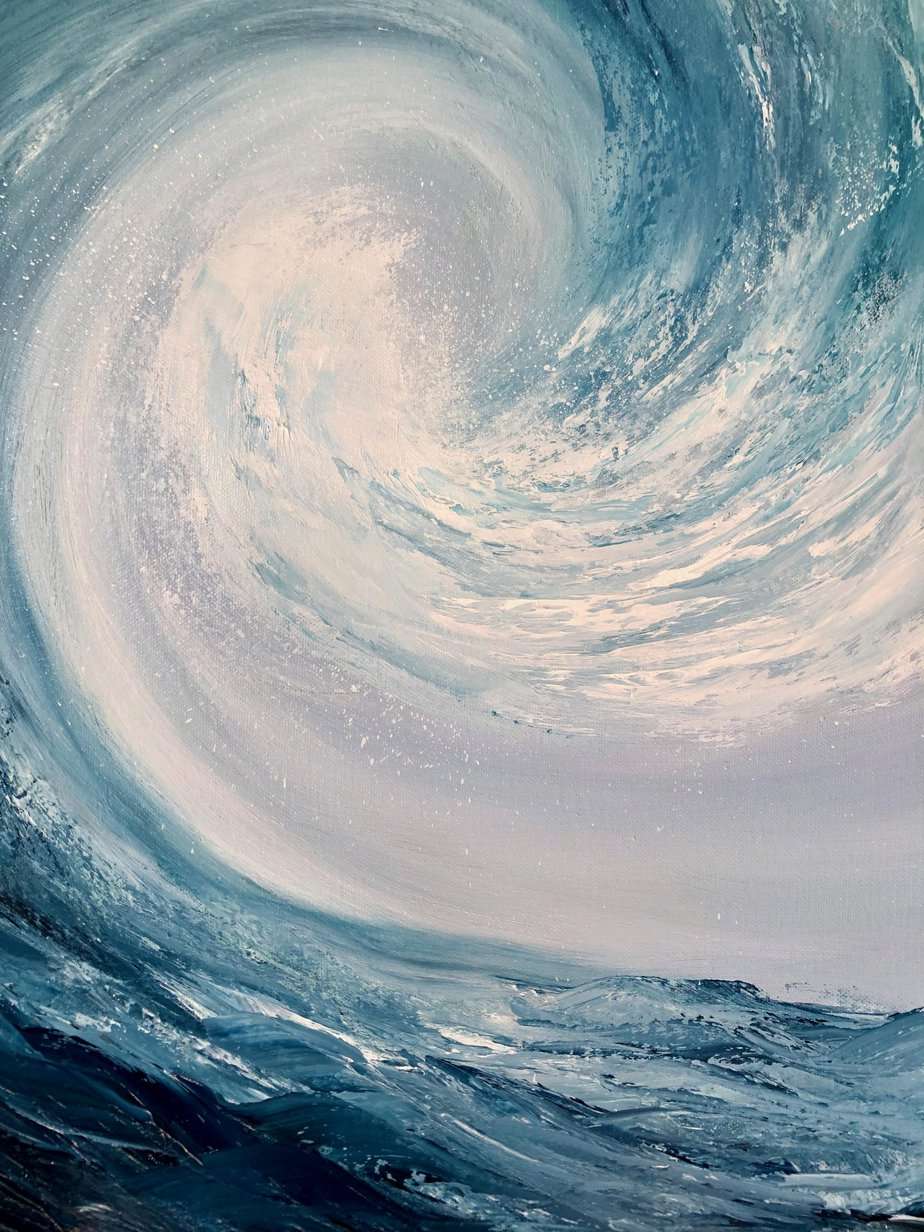 Surf close up detail of an original oil painting on canvas 60 x 90 cm for sale in my online gallery.