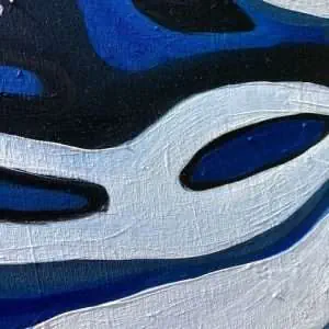 'Abstract Blue River II' detail. original oil on canvas painting measuring 60 x 90 cm available for sale at £375