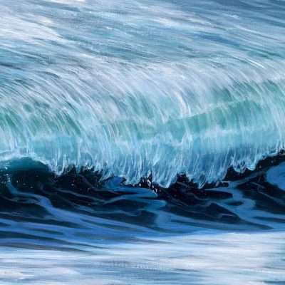 Emerald Wave II detail of an original seascape oil painting for sale online
