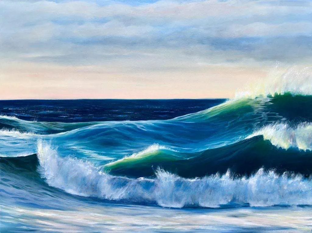 Ocean Waves III large sunset painting oil on canvas for sale online