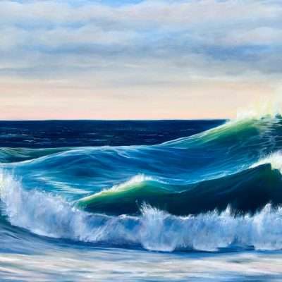Ocean Waves III large sunset painting oil on canvas for sale online