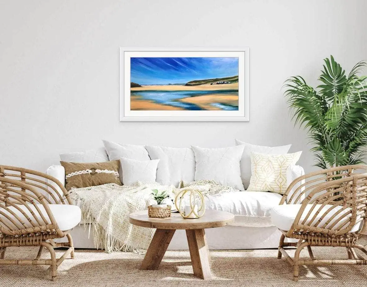 Perranporth Beach Giclée Print Large in a room setting
