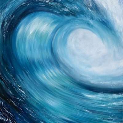 Turquoise Ocean Wave II large wave painting on canvas for sale