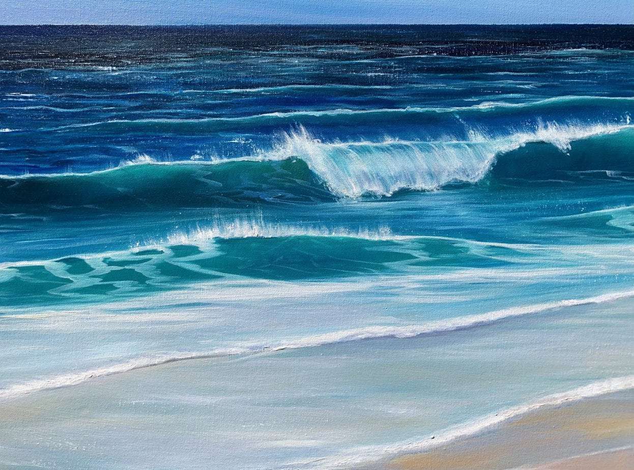 Perranporth Beach Waves II giclee print
