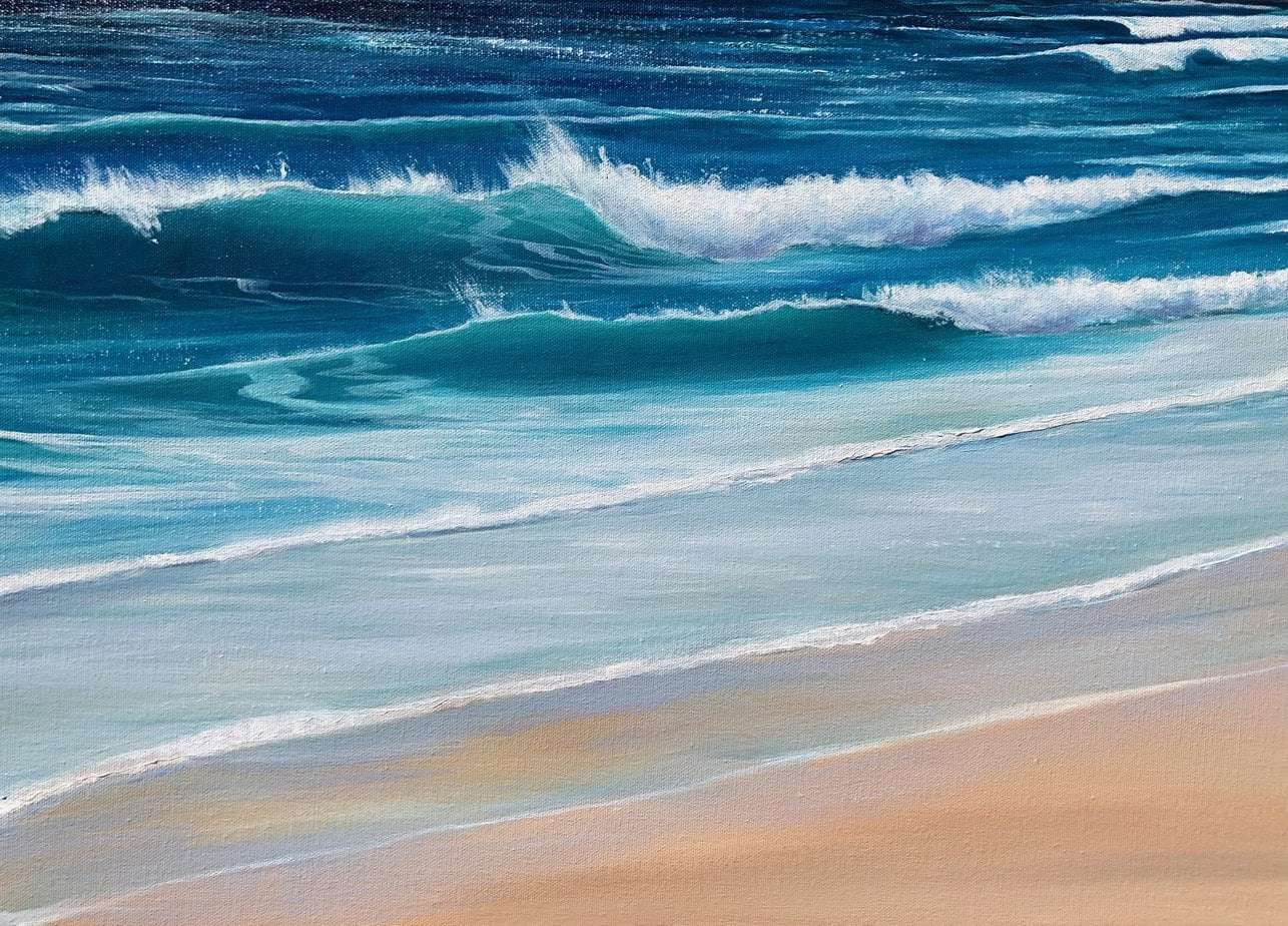 Perranporth Beach Waves II giclee print