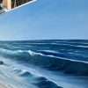 Ocean Waves IV side detail of a large original seascape wave painting on canvas for sale