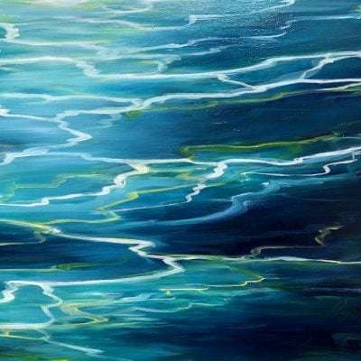 Emerald Seas detailed view of an abstract seascape painting on canvas for sale online 70 x 100 cm