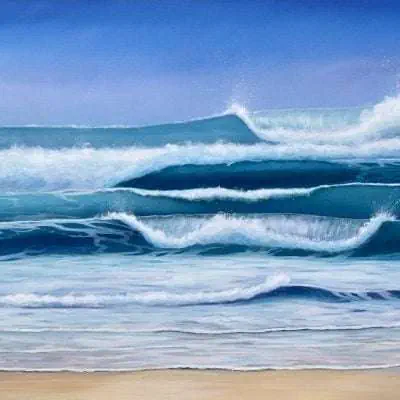 Watergate Bay Waves oil on canvas painting