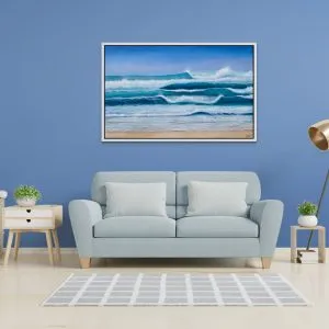 Watergate Bay Waves painting in a Room Setting