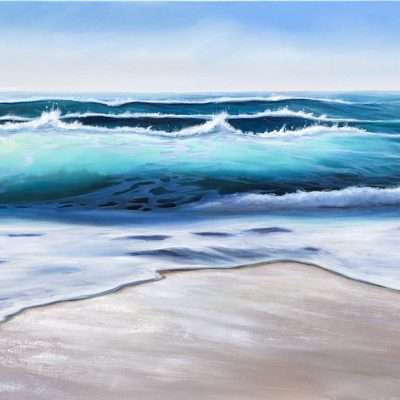 Emerald Ocean Waves II large seascape painting on canvas for sale online