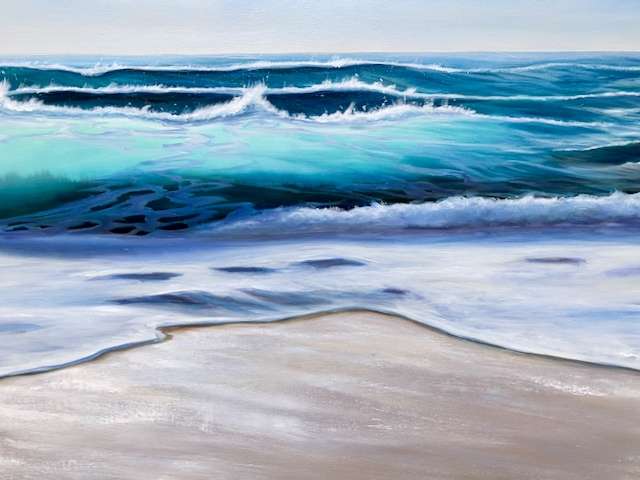 Emerald Ocean Waves II original oil painting for sale