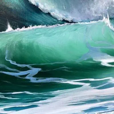 Sea Green Waves II detail of a fine art giclee print for sale online