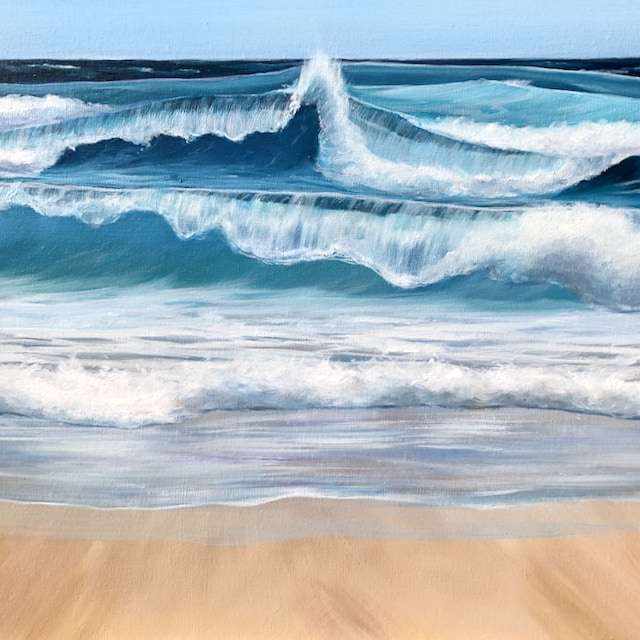 Teal Ocean Waves original ocean waves painting for sale online direct from the artist