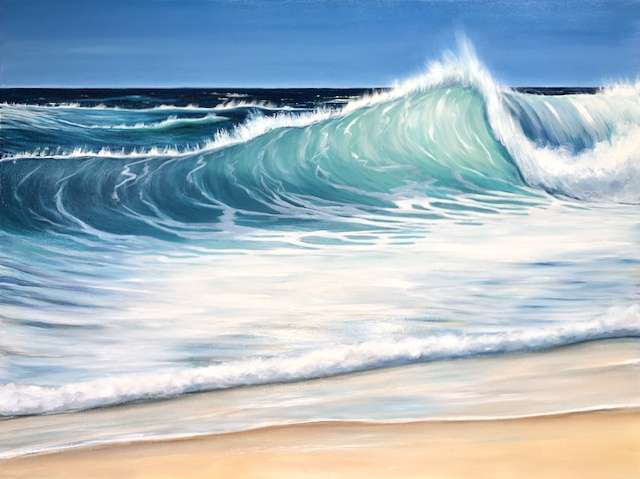 Turquoise Waves IV original beach seascape painting for sale