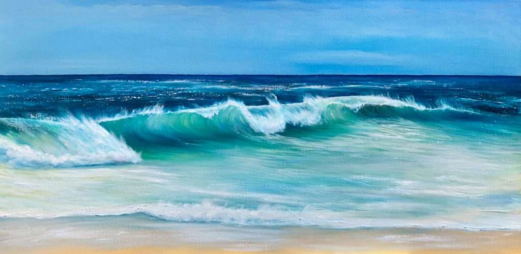 Emerald Beach Waves large seascape painting on canvas front