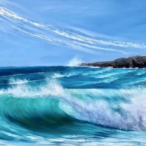 Fistral Beach Waves original oil painting on canvas for sale online
