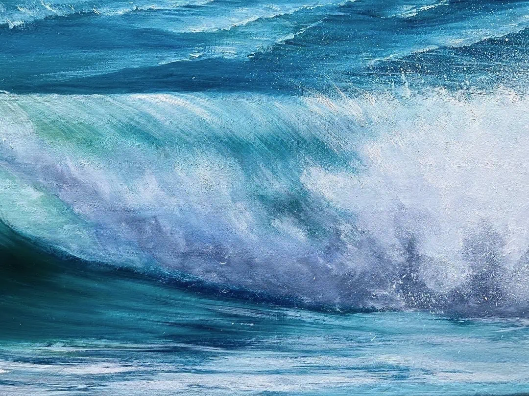Fistral Beach Waves painting close up detail