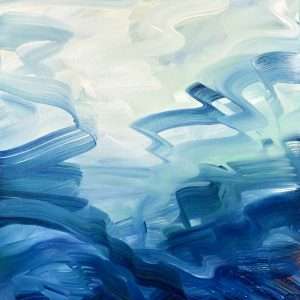 Abstract Blue and Teal original oil on canvas painting for sale