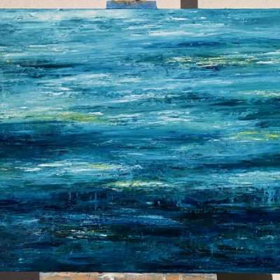 Abstract Water on the easel large original oil painting on canvas 100 x 70 cm for sale online