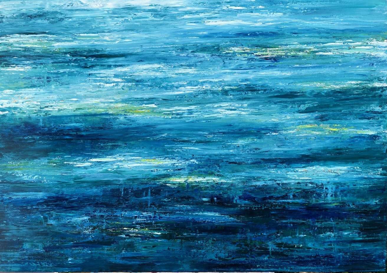 Abstract Water large original oil painting on canvas 100 x 70 cm for sale online
