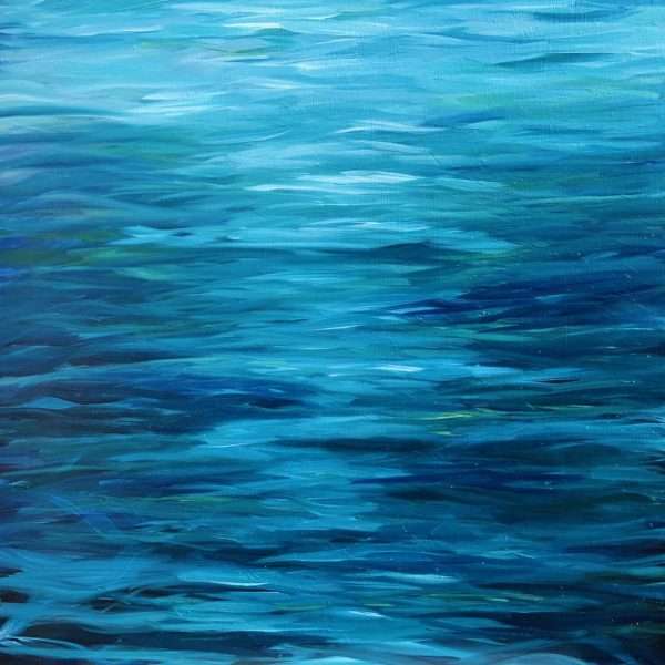 Teal Abstract original oil painting on board for sale. Teal wall art picture