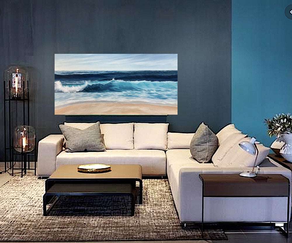 Turquoise Sea giclee print in a room setting