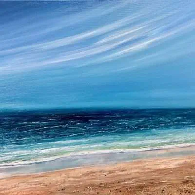 Abstract Beach original oil painting on canvas for sale online