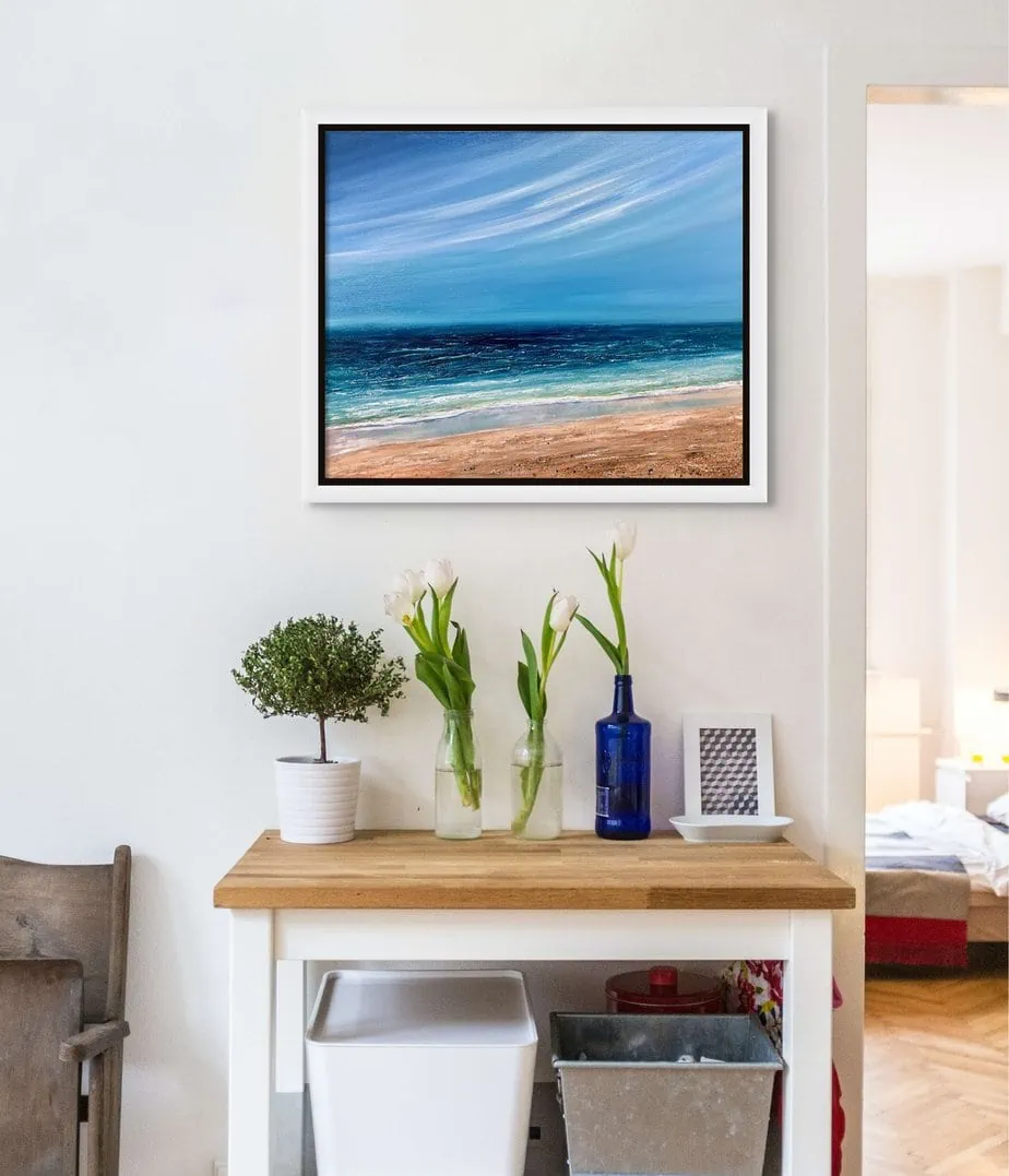 Abstract Beach original oil painting on canvas for sale online