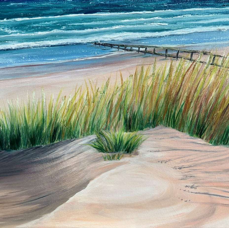 Dawlish Warren Sand Dunes painting close up view