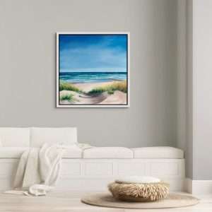 Dawlish Warren sand dunes painting in a living room setting