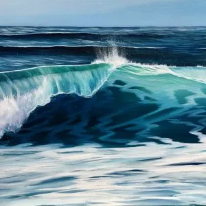 Emerald Ocean Wave by seascape artist Catherine Kennedy. An original wave oil painting on canvas for sale