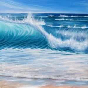 Turquoise Wave Cresting original seascape painting for sale online