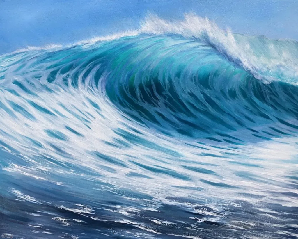 Sea Wave original turquoise wave painting on canvas for sale online gallery