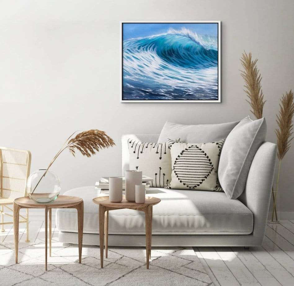 Sea Wave painting in a living room setting