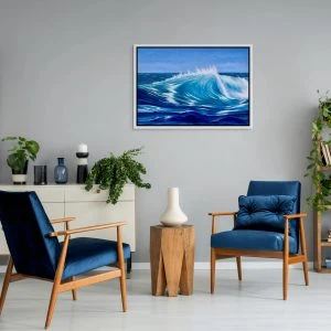 Deep Blue Waves painting in a room setting