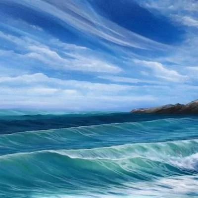 Fistral Rolling Waves original seascape oil painting on canvas for sale online