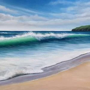 Holywell Bay II is an original oil on canvas painting of the famous beach in Cornwall