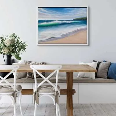 Holywell Bay II oil painting in a breakfast room setting
