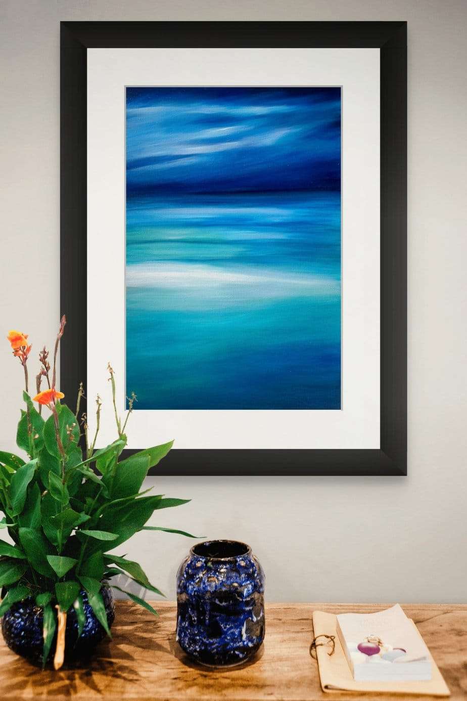 Turquoise Abstract Sea in a room setting