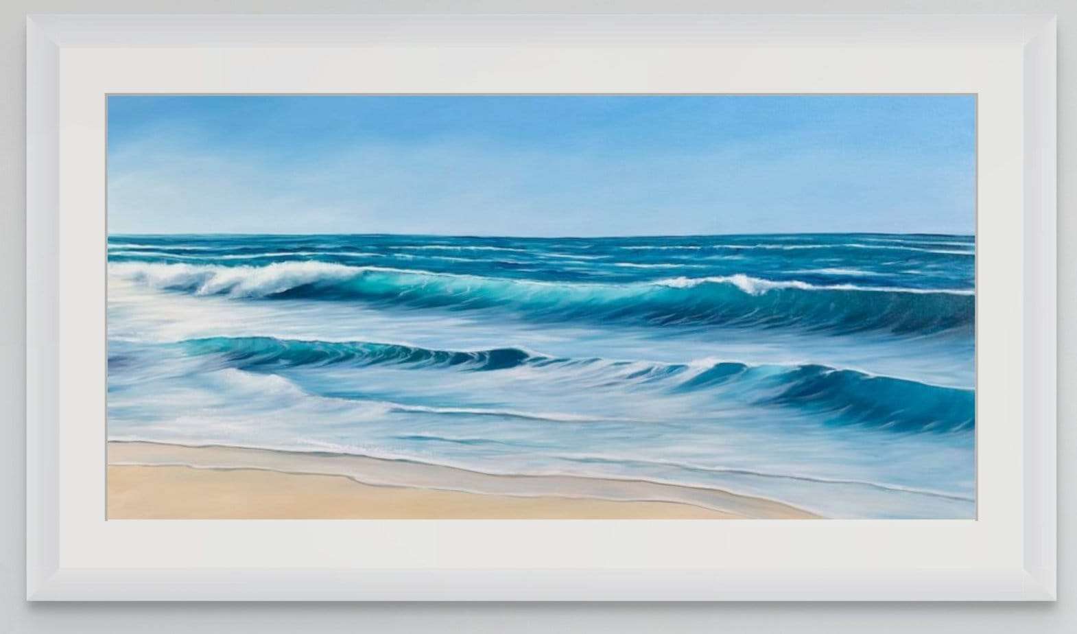 Ocean Waves IV giclee fine art print in a white frame with white mount