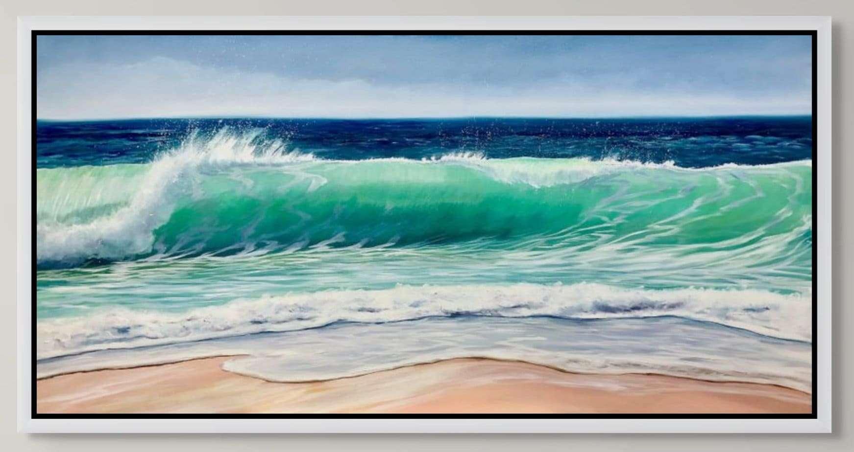 Sea Green Wave framed painting