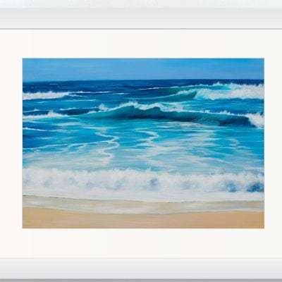 Turquoise Beach Wave print in a white frame