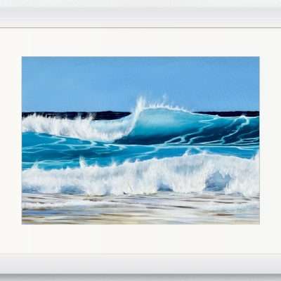 Turquoise Beach Wave II in a white frame