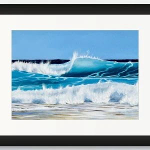Turquoise Beach Wave II in a black frame