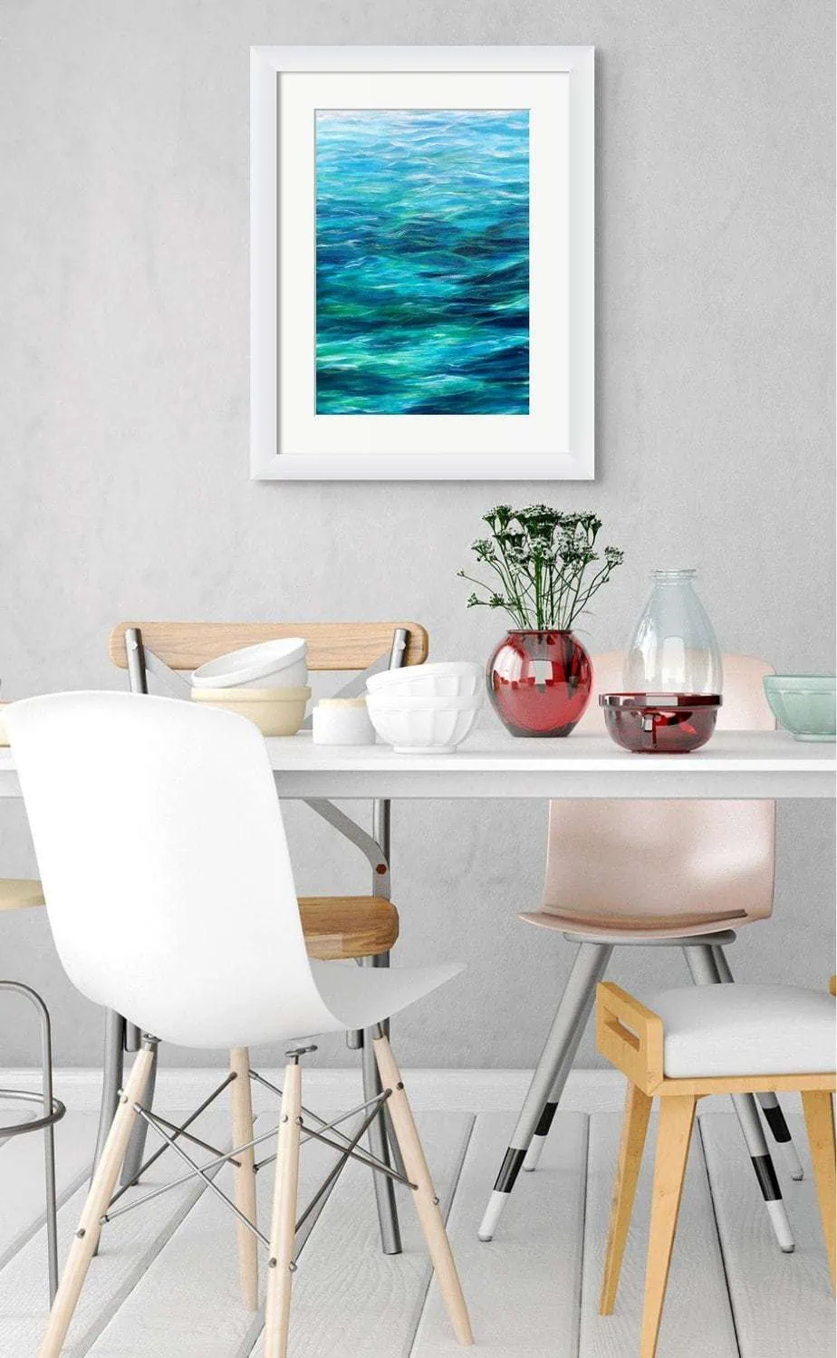 Turquoise Sea II A3 Print in a room setting