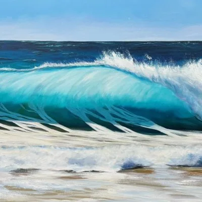 Turquoise Beach Wave III original wave painting on canvas for sale online