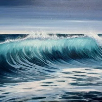Sunrise Waves original seascape oil painting on canvas