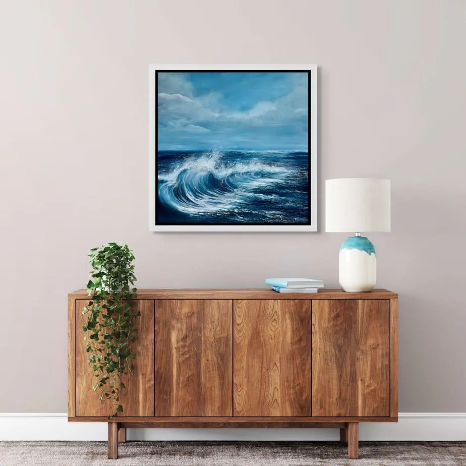 Breaking Waves painting in a room setting